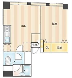 山市ビル 4階1LDKの間取り