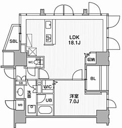 東神田テラスレジデンス 10階1LDKの間取り