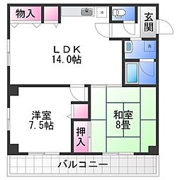 ルナパリス 2LDKの間取図画像