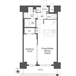 プレサンスブルーム浅草 6階1LDKの間取り