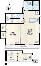 仮称コートハウスＮ 2階1LDKの間取り