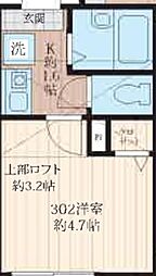 ＡＬＢＡ亀有 3階1Kの間取り