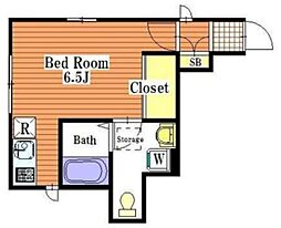 Verde 1階ワンルームの間取り