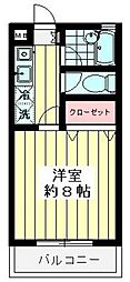 サンシティ東名 4階1Kの間取り