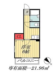 都営新宿線 篠崎駅 徒歩2分の賃貸アパート 1階1Kの間取り