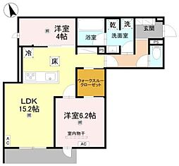 TORISIA長居大領 2LDKの間取図画像