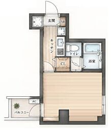 アムス東池袋 1Kの間取図画像