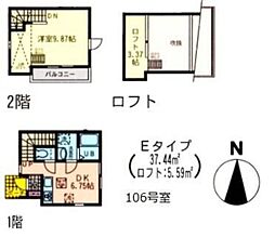 ピュアーサイン2 1DKの間取図画像