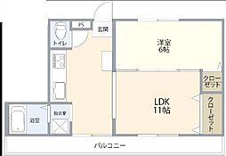 ルミネント中福生 1LDKの間取図画像