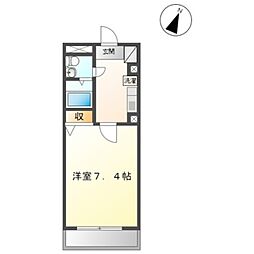 コンフォートシティ 2階1Kの間取り