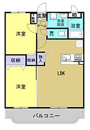サンライズみやま 2LDKの間取図画像