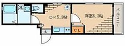 リビオンタートル 1DKの間取図画像