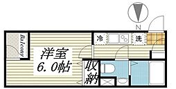 Claire天王台 2階1Kの間取り