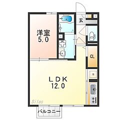アーバンスクェアII 1階1LDKの間取り
