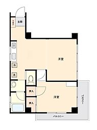 太閤コーポ代々木 2階1LDKの間取り