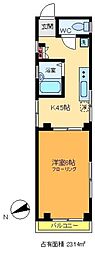 JR総武線 亀戸駅 徒歩10分の賃貸マンション 2階1Kの間取り