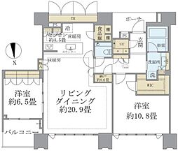ドゥ・トゥールWEST棟 2LDKの間取図画像