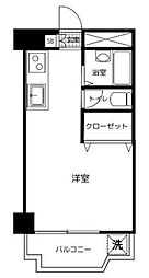 築地永谷コーポラス ワンルームの間取図画像