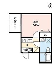 阪急神戸本線 塚口駅 徒歩11分の賃貸アパート 2階1Kの間取り