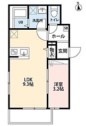 三郷市早稲田3丁目アパート 1LDKの間取図画像