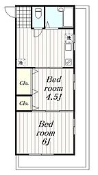 アーク桜ヶ丘 2DKの間取図画像