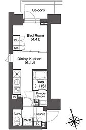 ミリアレジデンス浅草駒形 8階1DKの間取り