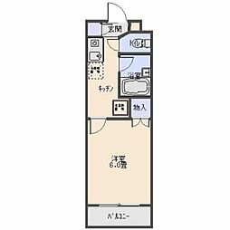 アバンスタジオ 1階1Kの間取り