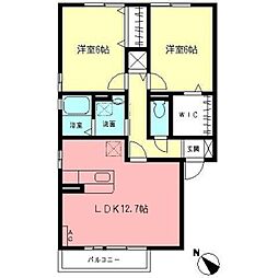 コート・フローラC 2LDKの間取図画像