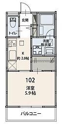 ALIVIE 秋山 1Kの間取図画像