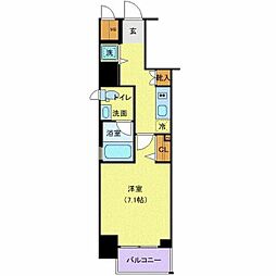 東急池上線 雪が谷大塚駅 徒歩3分の賃貸マンション 6階1Kの間取り