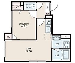 グローリオシェルト南烏山 1LDKの間取図画像