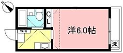 京王線 多磨霊園駅 徒歩8分の賃貸アパート 2階1Kの間取り