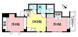 ヴィラビアンカ山佐1 2DKの間取図画像