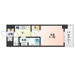 Alivis福島海老江 1Kの間取図画像
