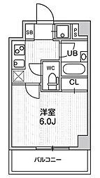 コンシェリア新橋 15階1Kの間取り