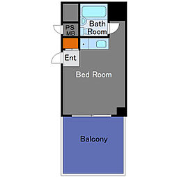 スカイコート渋谷 4階ワンルームの間取り