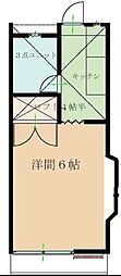 南ホワイトハウス 1Kの間取図画像