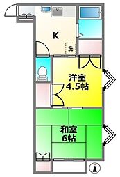 サリーダシティ 1階2Kの間取り