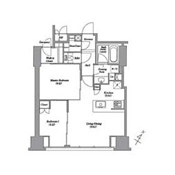 レキシントンスクエア白金高輪 11階2LDKの間取り
