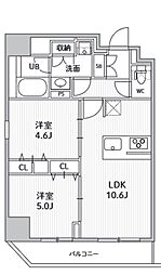 S-RESIDENCE住吉aquacht 2LDKの間取図画像