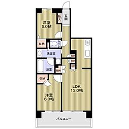 グランダジュール千葉みなと 2階2LDKの間取り