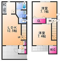 デルタ・ケーテイA棟 2LDKの間取図画像