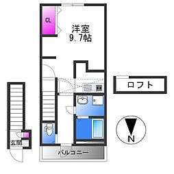 あんしん小畑町08-13001 2階ワンルームの間取り