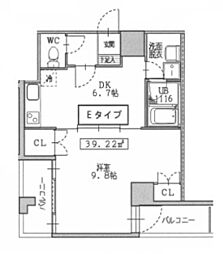 グラシオン西陣 5階1DKの間取り