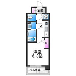 エスリード大阪平野プライム 5階1Kの間取り