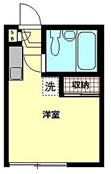光明ハイツ 2階ワンルームの間取り