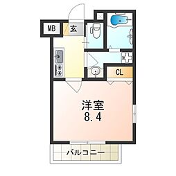 阪急神戸本線 塚口駅 徒歩8分の賃貸マンション 4階1Kの間取り