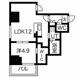 ファステート京都堀川スクエア 8階1LDKの間取り