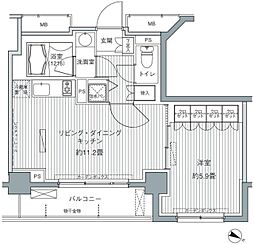 ヒューリックレジデンス茗荷谷 1LDKの間取図画像
