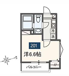 MELDIA稲城II 2階1Kの間取り